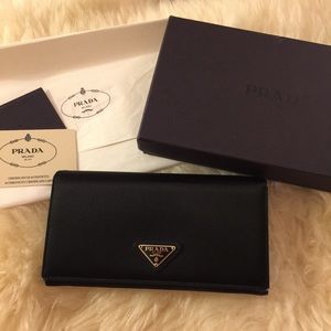 Prada Fabric/Leather Long Wallet