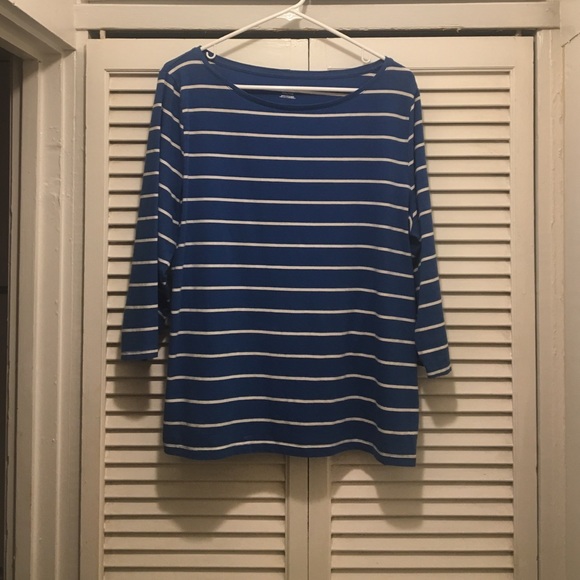 Blue and white striped top