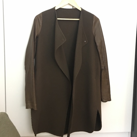 Leather wool vince jacket