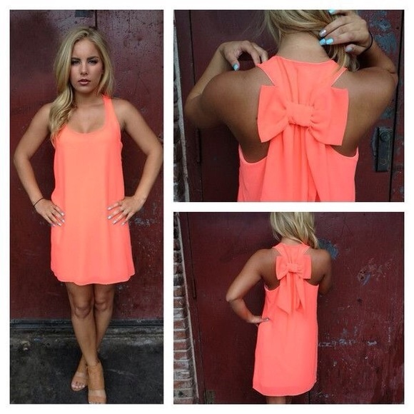 Dainty Hooligan Dresses & Skirts - Neon Pink Bow Back Dress