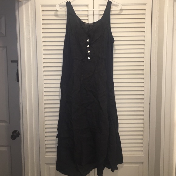 Dark gray sleeveless dress with buttons