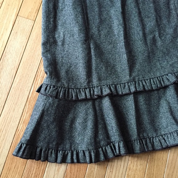 🔥Loft gray tweed ruffle skirt Sz 14_2