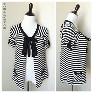 {anthropologie} striped short sleeve cardigan {anthropologie} striped short sleeve cardigan