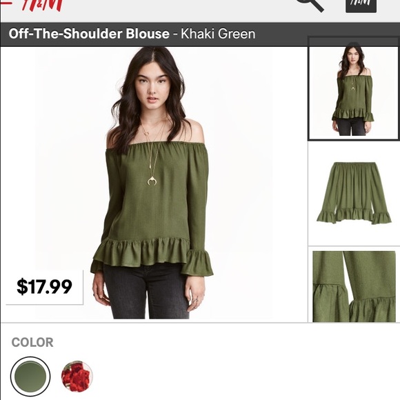 H&M Tops - Olive green off the shoulder top