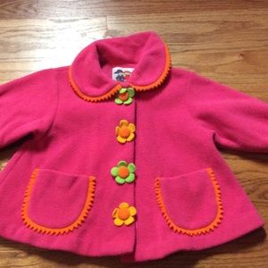 Fleece  flower coat Velcro closure