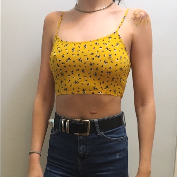 LAST CHANCE! Yellow Floral Crop Top