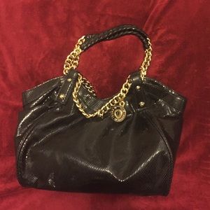 Henri Bender Purse Black Leather w/snakeskin print