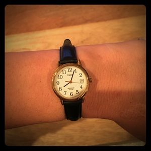 Black leather strap Timex watch