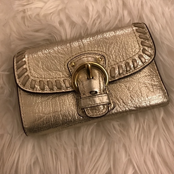 Coach Buckled Wallet in Platinum Gold