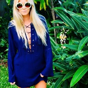 Faithfull the Brand Roman Dress in Navy