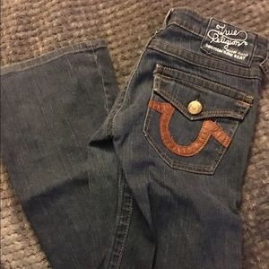 Medium blue distressed flare True Religion Jeans