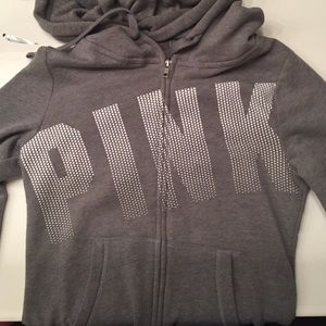 Grey and white pink zip up jacket