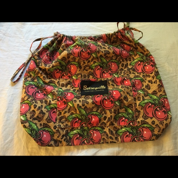 Betsy Johnson cherry and cheetah print bag