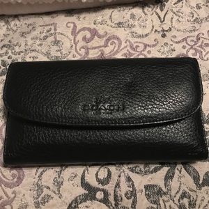 Coach leather checkbook wallet