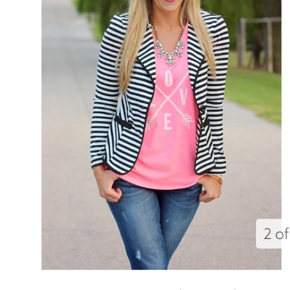 NWOT Size Medium Black and White Striped Blazer