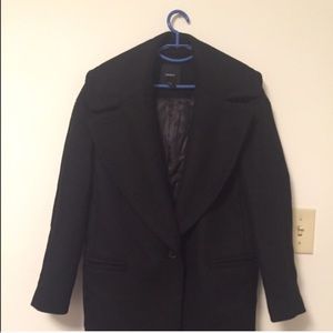 Black Single Breast Wool Coat