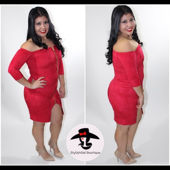Red Suede Dress - Picture 2 of 4