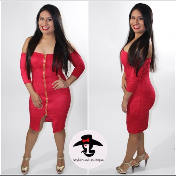 Red Suede Dress - Picture 4 of 4