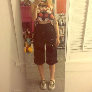 High waisted black midi pants