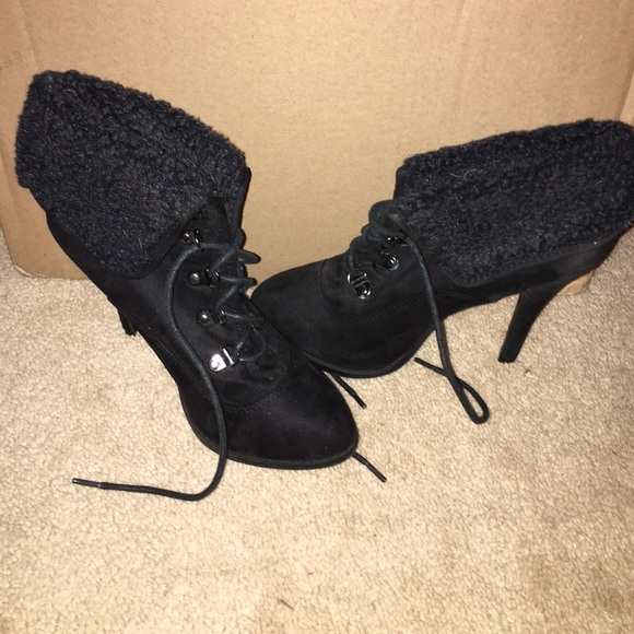 Black suede Kardashian booties