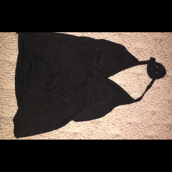 BLACK LACE DESIGN BATHING SUIT TOP