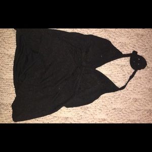 BLACK LACE DESIGN BATHING SUIT TOP