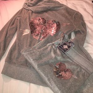 Victoria Secret Pink grey velour sweat suit!