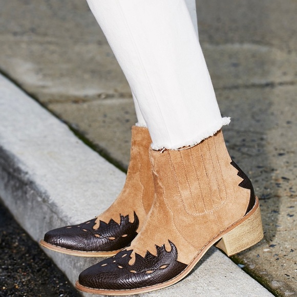 FP X Matisse Tan Western Vegan Suede Booties