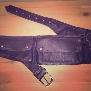 Leather fanny pack pocket belt
