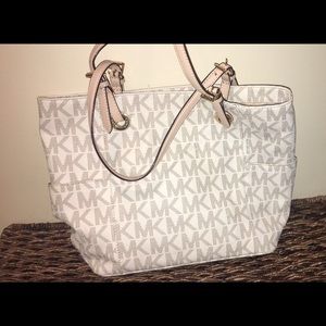 Michael Kors East West signature white tote