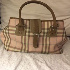 Burberry nova check light pink tote