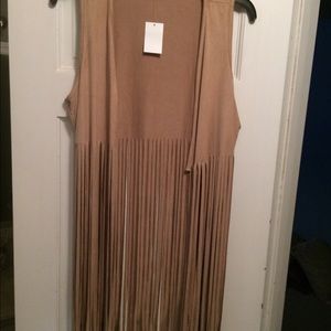 Tan Ultra Suede Fringe Vest