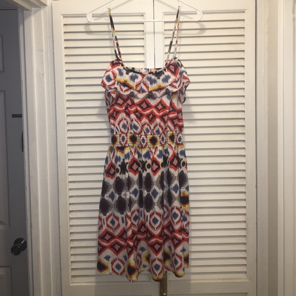 Multi colored and patterned sleeveless dress