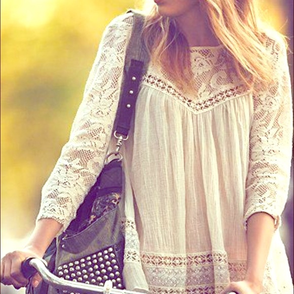 Free People Tops - Free People open back lace crochet top S