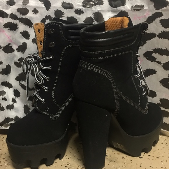 Black work boot heels