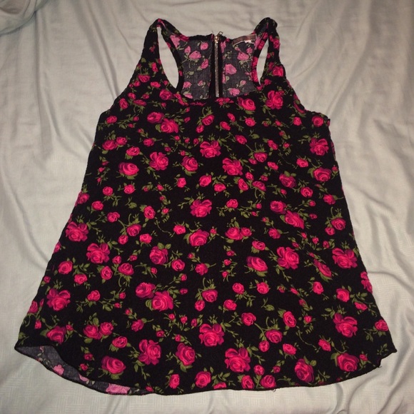 Zip up floral tank top
