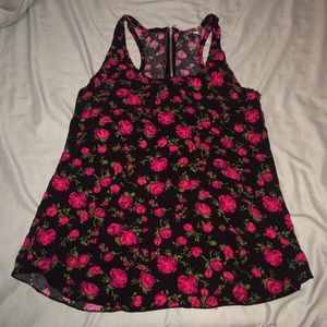 Zip up floral tank top