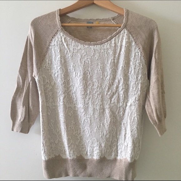 Anthropologie Knitted & Knotted Lace sweater, sz S