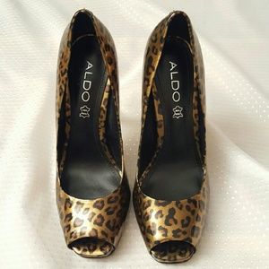 Aldosterone leopard open toe heels