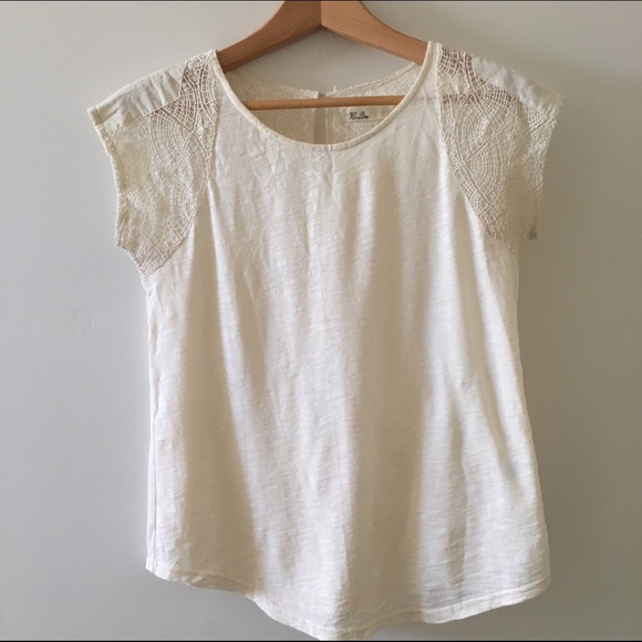 Madewell Hi-Line Ivory Top with Lace detail, sz S
