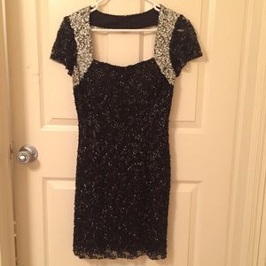 Black/silver backless sequin dress