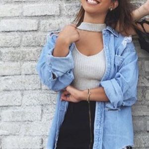 Ribbed grey choker tank