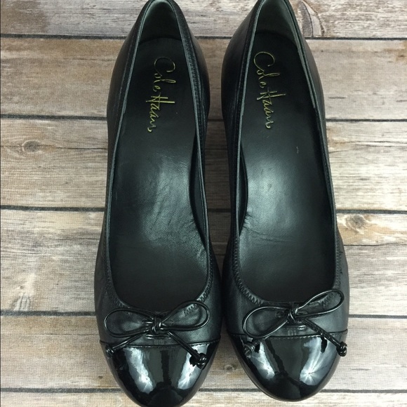 Cole Haan Air Tail Leather Wedge Pump Black Size 8