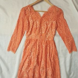 Bar lll peach lace holiday dress, brand new