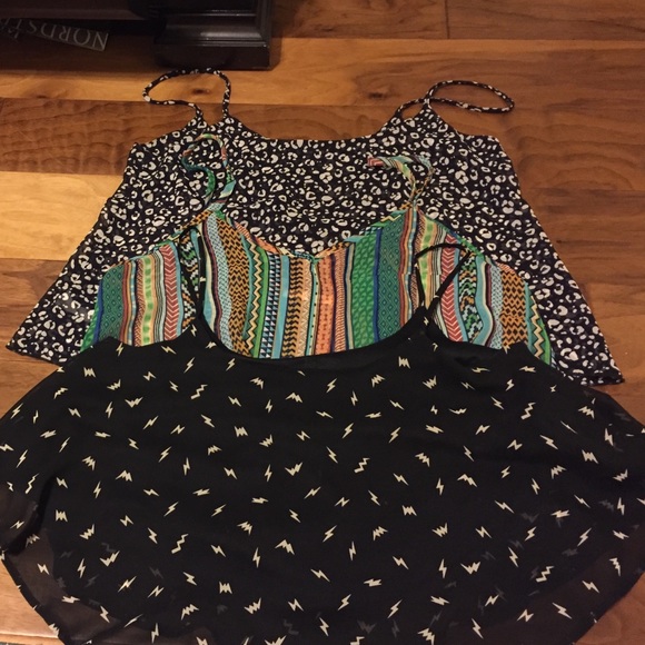3 crop tank tops all size S. Different patterns. - Picture 1 of 4