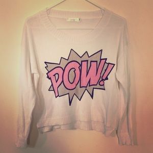 LF Cropped Comic Print Sweater