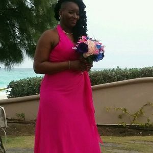 Halter top, floor length dress, Begonia