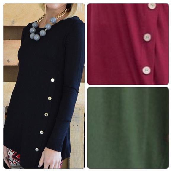 Last One * Chic Burgundy Side Button Tunic - Picture 2 of 4