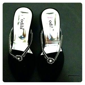 Black with silver sandals 2inches heel