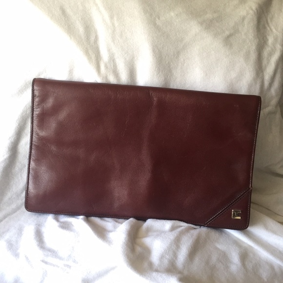 Vintage Burgundy Leather Clutch